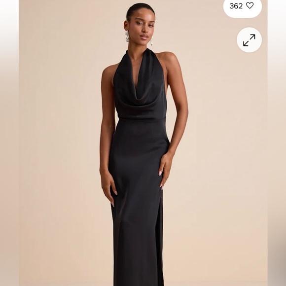 Lulus Dresses & Skirts - Lulu's Black Backless Cowl Halter Satin Gown